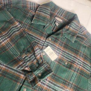 NWT Old Navy Wool Blend Shirt Shacket Mens Size XL Green Plaid Thick Outdoor Wor